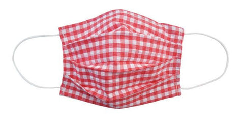 Red Checkered Fabric Face Mask (Adult/Child Sizes) - Popatu pageant and easter petti dress