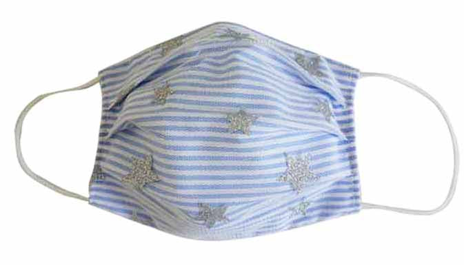 Blue Silver Stars Fabric Face Mask (Adult/Child) - Popatu pageant and easter petti dress