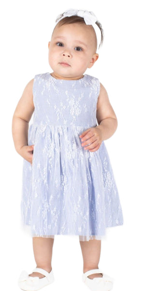 Baby Girl's Blue Lace Overlay Dress, 24M