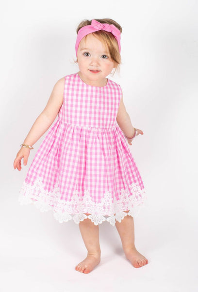 Girls pink 2024 gingham dress