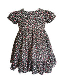 Baby Girls Black Floral Pattern Cap Sleeve Dress