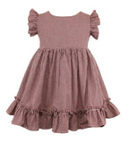 Popatu Baby Girls Burgunday Check Pinafore Dress