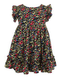Baby Girls Black Floral Pinafore Dress