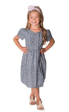 Little Girl's Floral Blue Dress