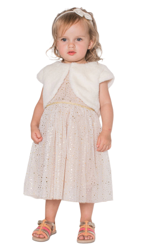 Baby Girl's Tulle Dress with Faux Fur Bolero
