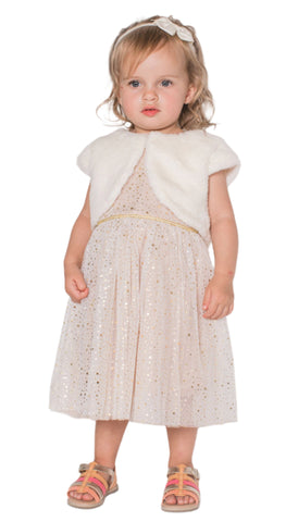 Baby Girl's Tulle Dress with Faux Fur Bolero