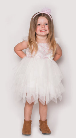 Popatu Baby Girl's Pink and White Tulle dress