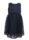 Little Girl's Navy Lace Dress