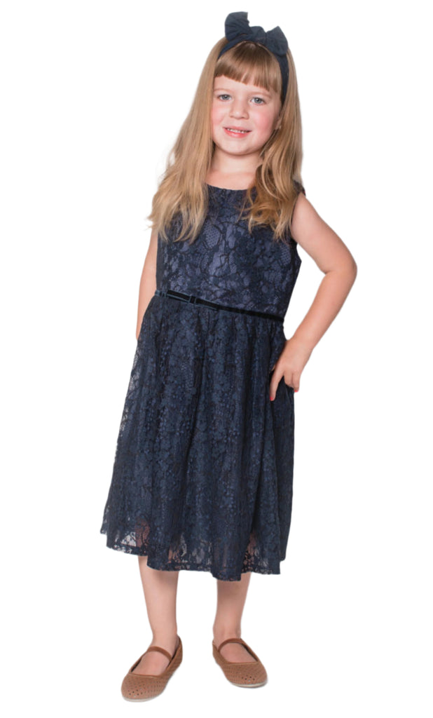 Little Girl's Navy Lace Dress