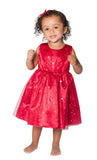 Baby Girl's Foil Stars Overlay Burgundy Dress