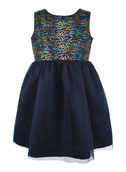 Little Girl's Navy Sequin Party Dress– Popatu