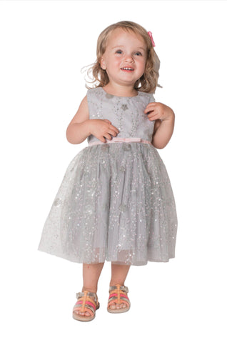 Popatu Baby Girl's & Little Girl's Silver Elegant Dress