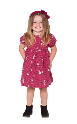 Popatu Baby Girl's & Little Girl's Burgundy Floral Dress