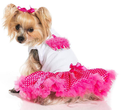Pawpatu Hot Pink Birthday Cupcake Polka Dot Dress for Pets