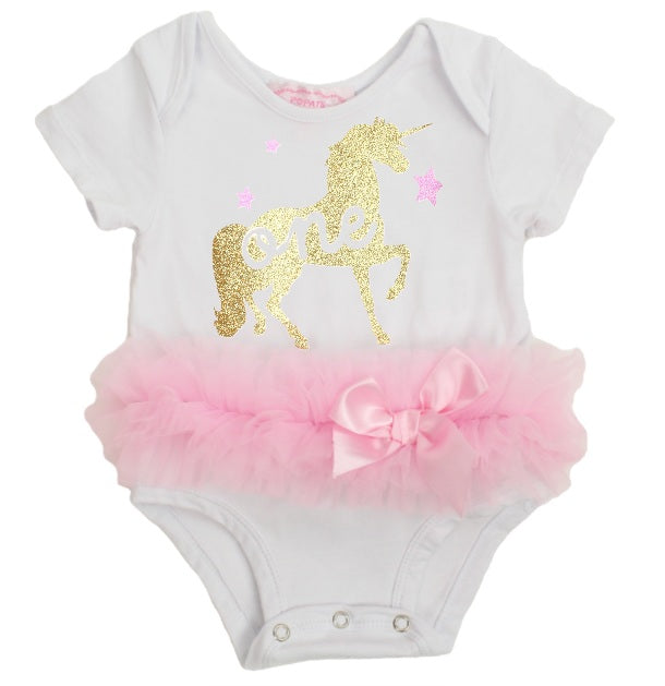 Popatu Baby Tutu First Birthday Unicorn Bodysuit