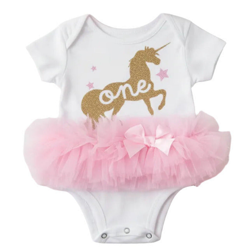 Popatu Baby Tutu First Birthday Unicorn Bodysuit