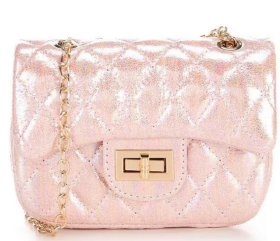 Pearly Pink Quilted Cross-body Purse