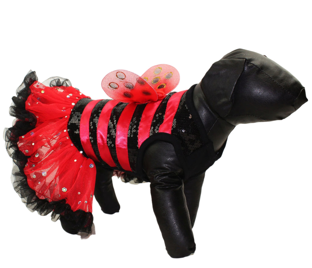 Pawpatu Red Lady Bug Costume Petti Dress for Pets