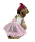 Pawpatu Pink Dog Dress with Golden Bunny