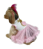 Pawpatu Pink Dog Dress with Golden Bunny