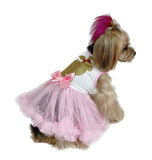 Pawpatu Pink Dog Dress with Golden Bunny