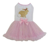 Pawpatu Pink Dog Dress with Golden Bunny