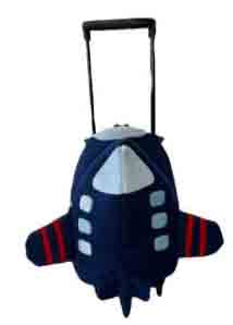 Popatu Kid's Blue Airplane Rolling Backpack