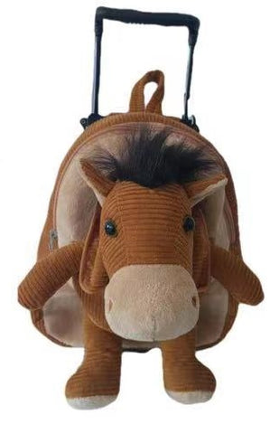 Popatu Kid's Horse Rolling Backpack with Removable Plush