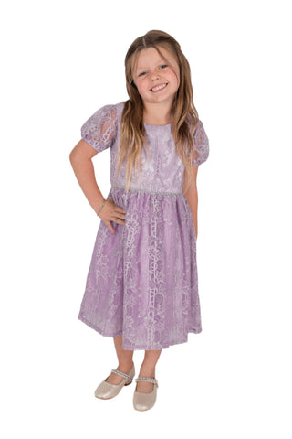 Little Girl's Lavender Elegant Lace Dress