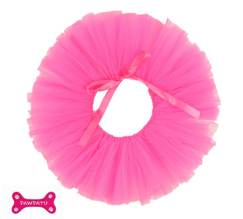 Pawpatu Hand Crafted Hot Pink Tulle Tutu with Adjustable Ribbon for Pets