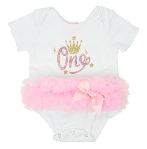 Popatu Baby Tutu Bodysuit One Crown