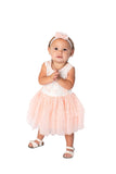 Popatu Baby Girls Light Peach Mini Butterfly Dress with Matching Headband