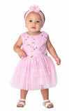 Popatu Baby Girls Pink Tulle Dress with Matching Headband