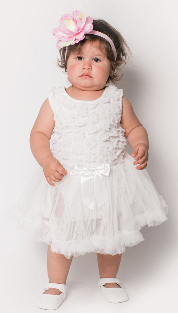 Popatu Baby Girls & Little Girls White Flower Tutu Dress