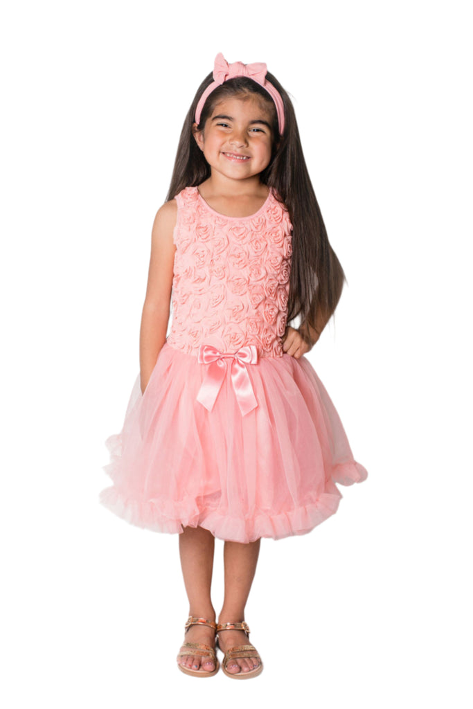 Little Girl's Peach Rosette Petti Tutu Dress