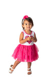 Popatu Baby Girls Hot Pink Glitter Heart Dress with Matching Headband