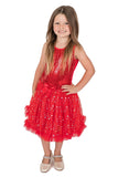 Little Girl's Red Petti Tutu Ruffle Dress