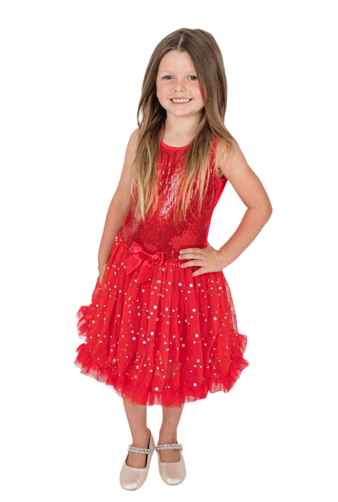 Little Girl's Red Petti Tutu Ruffle Dress