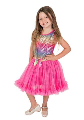 Little Girl's Rainbow Sequins Tutu Dress