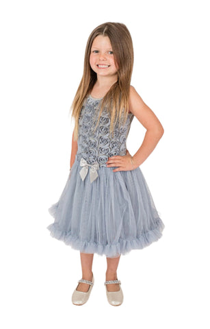 Little Girl's Silver Petti Tutu Ruffle Dress