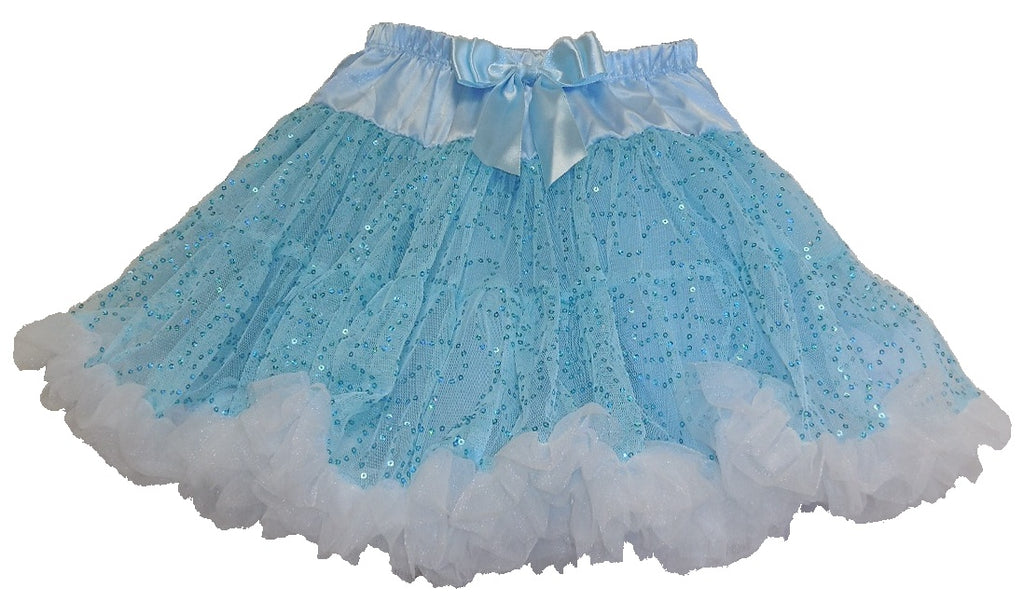 Pochew blue sequins ruffle skirt