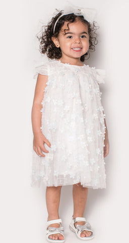 Popatu Baby Girl's White Mini Flower Dress