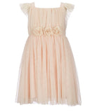 Little Girls Blush Flutter Sleeve Tulle Dress