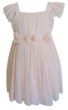 Little Girls Dusty Rose Flutter Sleeve Tulle Dress