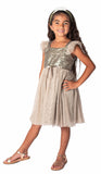 Popatu Little Girls Silver Sequin Tulle Dress - Popatu