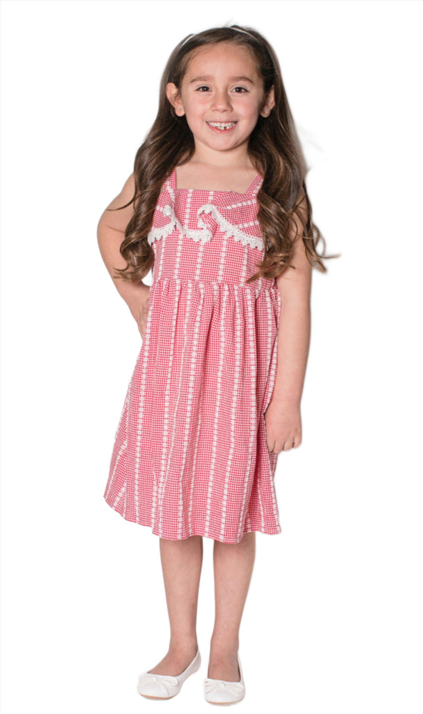 Popatu Baby Girl's & Little Girl's Red and White Mini Check Summer Dress