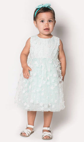 Popatu Little Girl's 3D Mint Flower Girl Dress