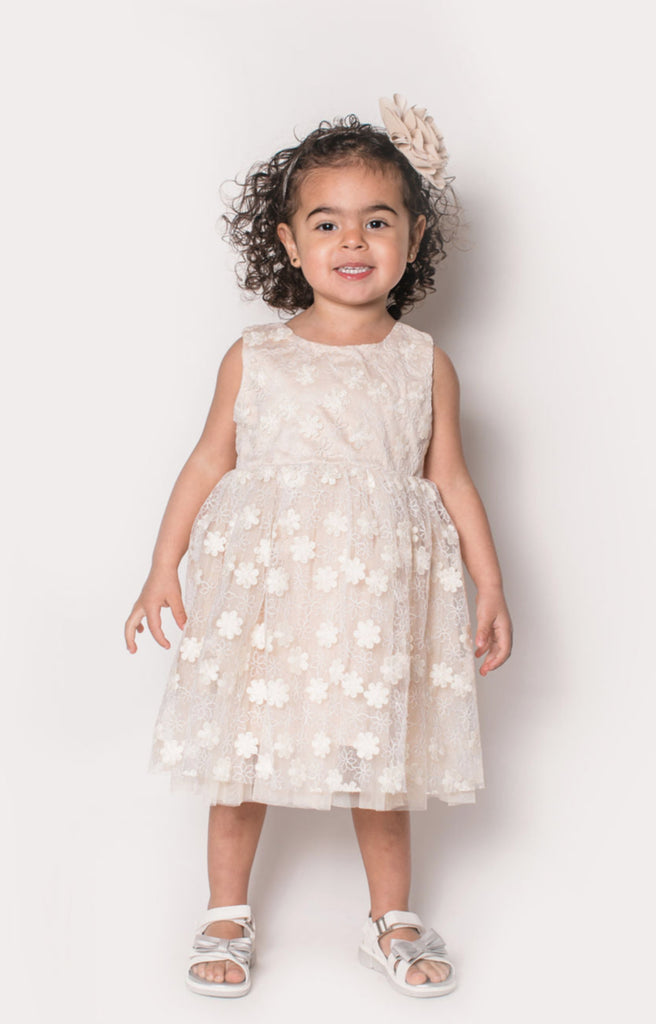 Popatu Baby Girl's & Little Girl's Ivory 3D Flower Dress