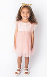 Popatu Baby Girl's & Little Girl's Peach Glittery Dot Tulle Dress