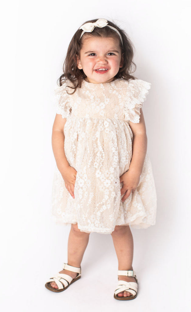 Popatu Baby Girl's Ivory Lace Dress